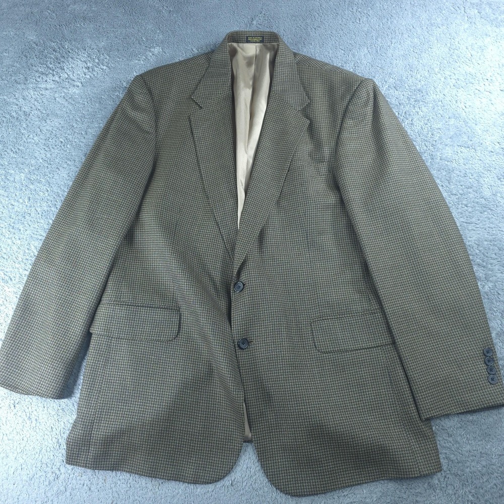 Vintage Oscar De La Renta Sport Coat Mens 46L Brown Wool Tweed Check 2 Button